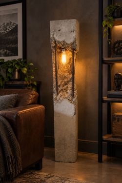 Industrial Concrete Floor Lamp with Edison Bulb
