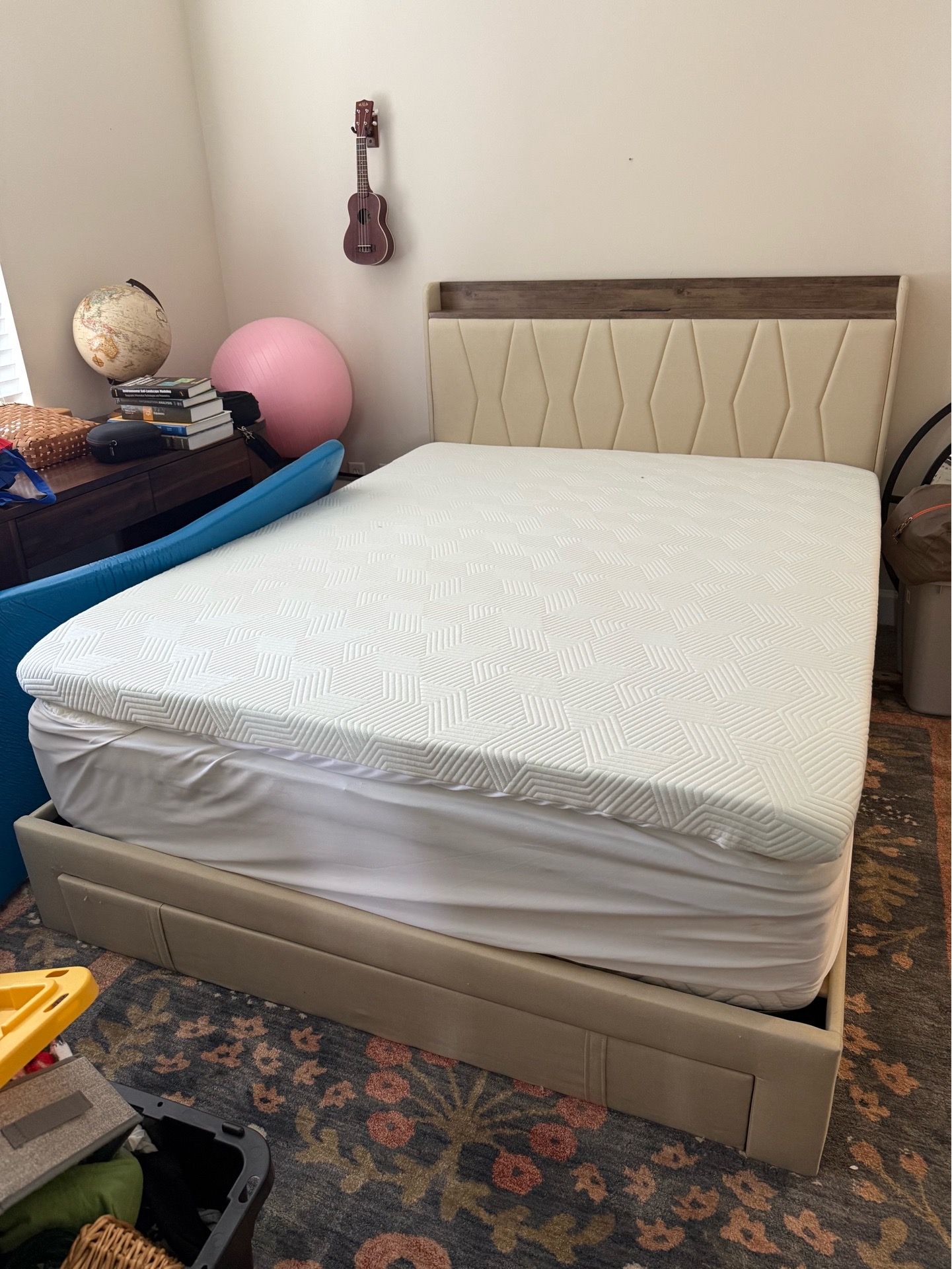 Queen bed frame and mattress FREE MUST GO