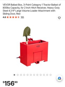 VEVOR Ballast Box, 3-Point Category 1 Tractor Ballast of 800lbs Capacity