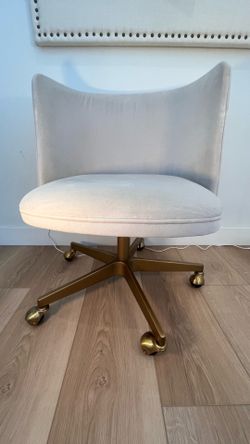 Restoration Hardware Teen Kinney Antiqued Brass Desk Chair, Velvet Mist