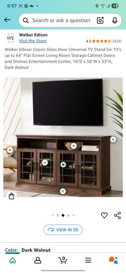 Tv Stand. Console. Walker Edison Classic Glass Door Universal TV Stand 