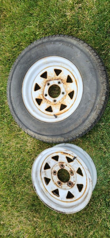 2....13 inch trailer tires. Tire has a lot of tread left that's in good condition...