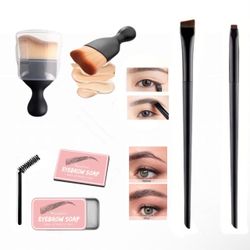 Make-Up Brushes & Eyebrow Soap: Kabuki + Eyebrow/Eyeliner Blade Brush + Pomade