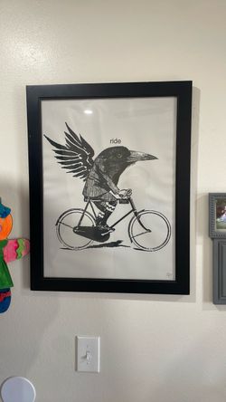 Ride Bird Biking Art Picture Drawing Frame