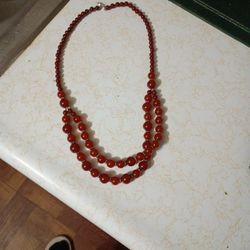 Vintage Carnelian Gemstone Double Strand Necklace Cherry Ambor