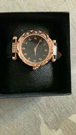 Rose gold Watch With Black Band