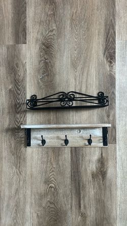 Wooden Wall Mount Key Holder & Shelf