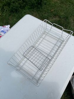 White Wire Dish Drying Rack with Utensil Holder – Kitchen Counter Organizer