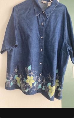 Women short sleeve jean jacket size 3X