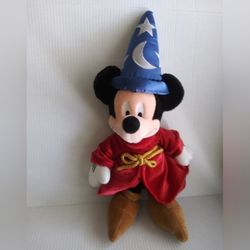 Mickey Mouse Fantasia Sorcerer Wizard 19" Plush Stuffed Toy The Disney Store