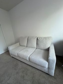 White Fabric Sofa with Pull Out