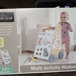 Wooden Baby Walker - 6 in 1 Activity Cube Walkers for Babies, Toys Roll Cart Baby