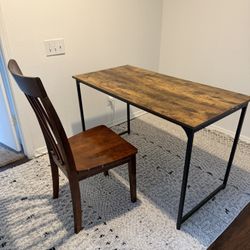 Rug + Wooden Chair + Desk 
