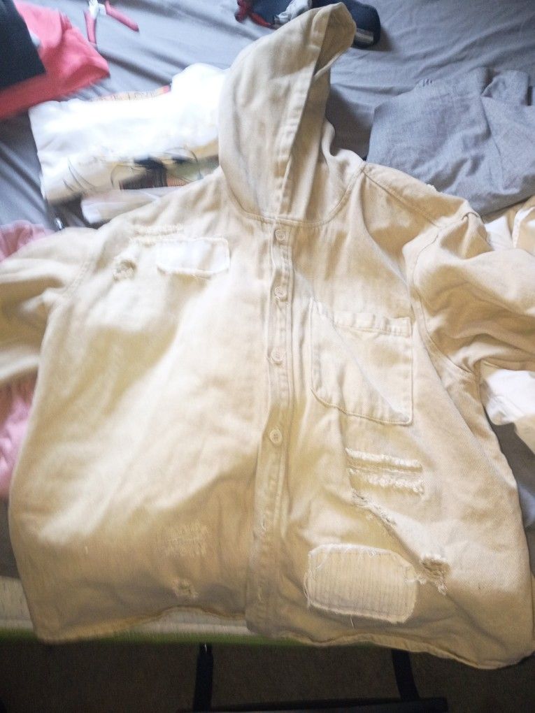 Tan Hoodie Jacket Jean Material