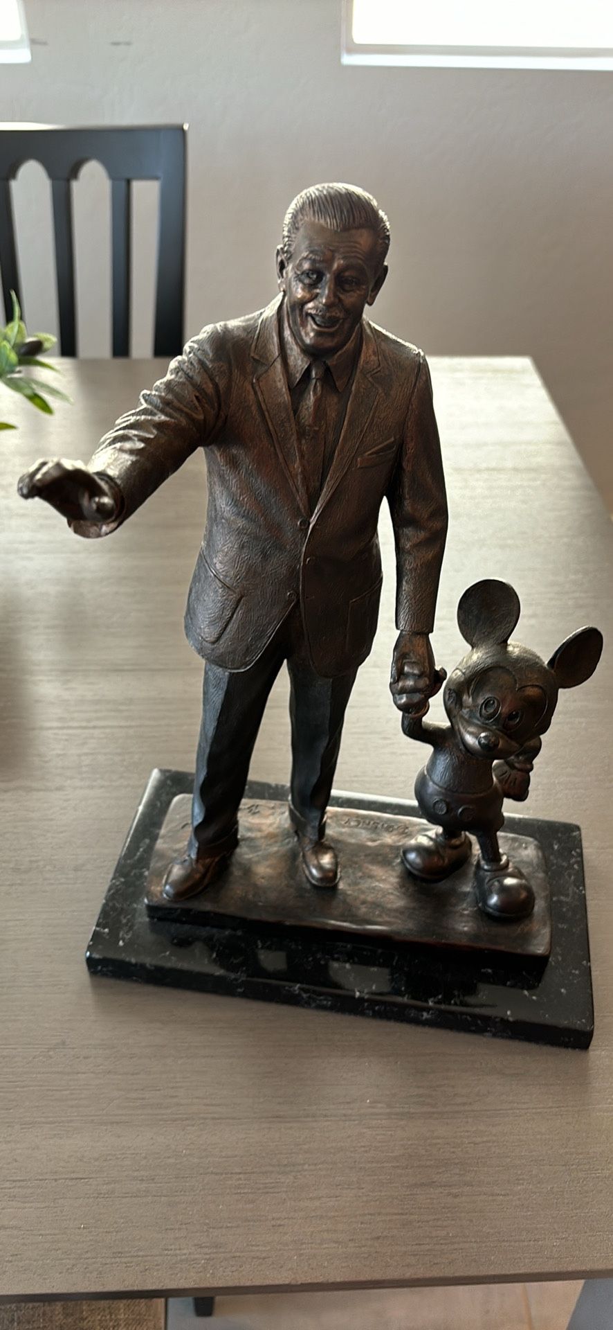 Walt Disney & Mickey Mouse Cold Cast Bronze Partners Statue/Rare!