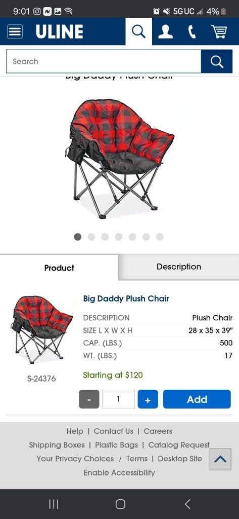 Big Daddy Plush Chair BRAND NEW 