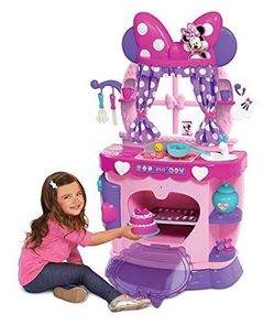 Minnie kitchen play set cooking sounds cakes oven lots of food cashier full utensils hot pink purple bow girls super lovely mittens role play child si