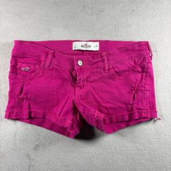 Hollister Micro Mini Low Rise Shorts Size 3 Hot Pink Y2K Hottie Booty Surf #2A