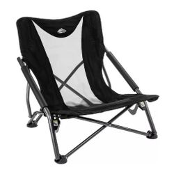 Cascade Mountain Tech Low Profile Camp Chair. Foldable, Compact, Lightweight. Folds Flat, cushioned armrests. 