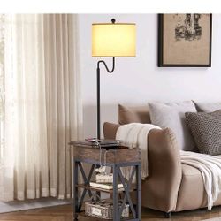 💡 Brand New Dungoo Floor Lamp with Table – Narrow End Table with Built-In Lamp & Nightstand Storage