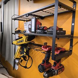  Power Tool Organizer Wall Mount, Upgraded 7 Drill Holder Wall Mount, Large 3-tier Cordless Tool Organizer & Storage Rack, Tool Shelf with Screwdriver