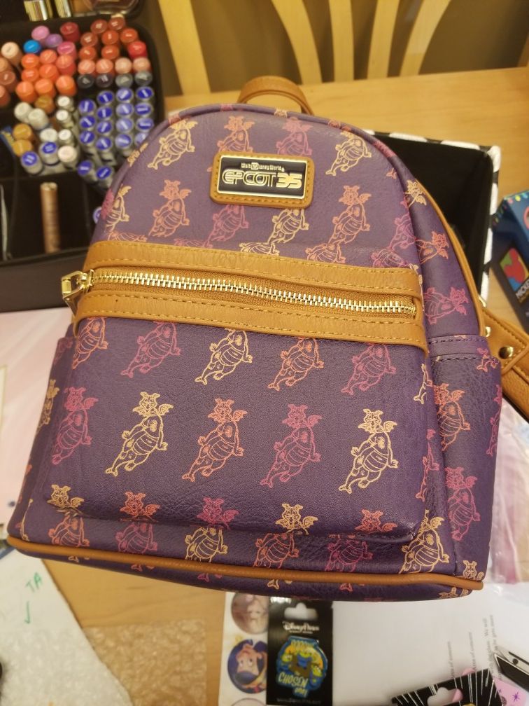 EUC Disney Parks Epcot 35th Anniversary Figment Loungefly Backpack