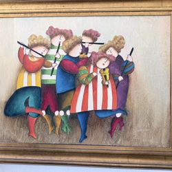 Rare Original Vintage Musicians Oil Painting Framed (36 x 24) By Joyce Roybal