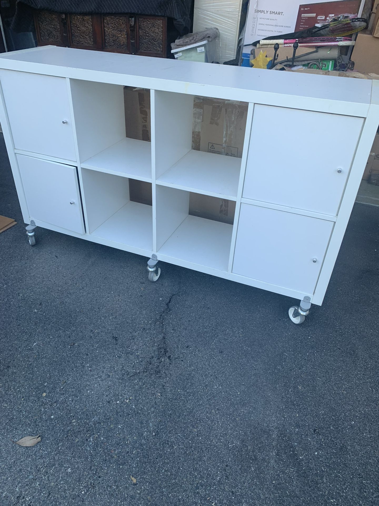 White IKEA Bookshelf Bookcase Cubby 2x4 On Wheels