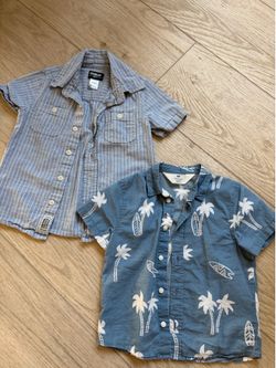 2 short sleeve button up shirts 3-4T