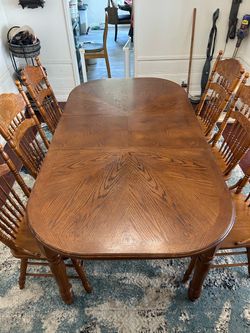 Wood dining table with 6 chairs