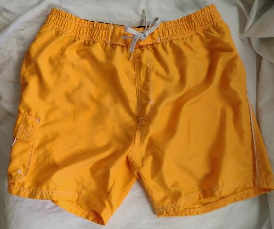 Men’s XL Uzi VINTAGE Swim Trunks Orange Drawstring Lined