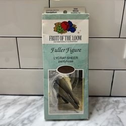 Vintage Fruit of the Loom Fuller Figure Lycra Sheer Pantyhose 2590 Beige Queen3X