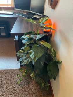 Large Decorative Artificial Tropical Plant with Woven Basket