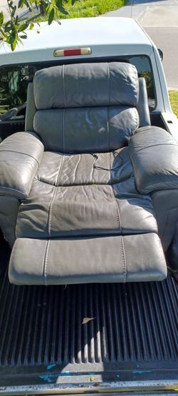 Grey leather electric recliner