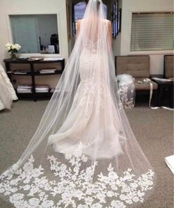 Cathedral Wedding Veil Long Bridal Lace Veil Tulle Hair Accessories With Comb for women Floral 118" Veil Headpeice