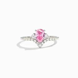 Pink Petal Ring Heart Silver Ring 
