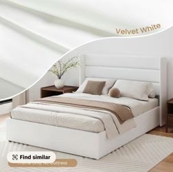 White Queen Size Bed Frame with Mattress