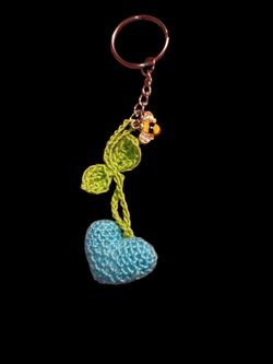 Crochet heart keychain