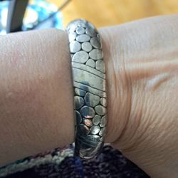 Brighton Sterling Silver Pebble Pattern Cuff Bracelet