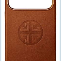 Brand New Premium Leather Phone Case for iPhone 17 Pro Max Embossed Designer Logo, Protective Slim Cover