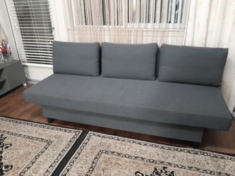 Gray Fabric Sofa with Storage and  Back Cushions
