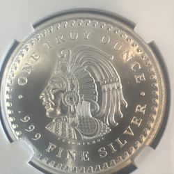 1 oz Mexican (Aztec) Calendar Silver Round: 