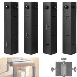 4-Pack Metal Bed Riser for Dorm Room, 3.15” Diameter Square Bed Frame Risers Adjustable Furniture Risers Lift to 11”, 8”, 5”, 3” Height, College Dorm 