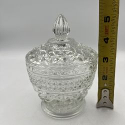 Vintage Anchor Hocking Wexford Footed Sugar Bowl with Lid Candy Dish Glass Decor