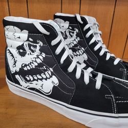 Vans SK8-Hi Skull Skate Skater Sneakers Shoes Men’s 13 Black / White 