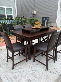 🔥 Counter Height Dining Set – Solid Wood – 5 Chairs