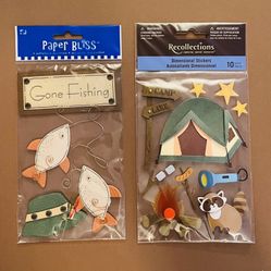 Two Sets Dimensional Stickers Fishing/Camping