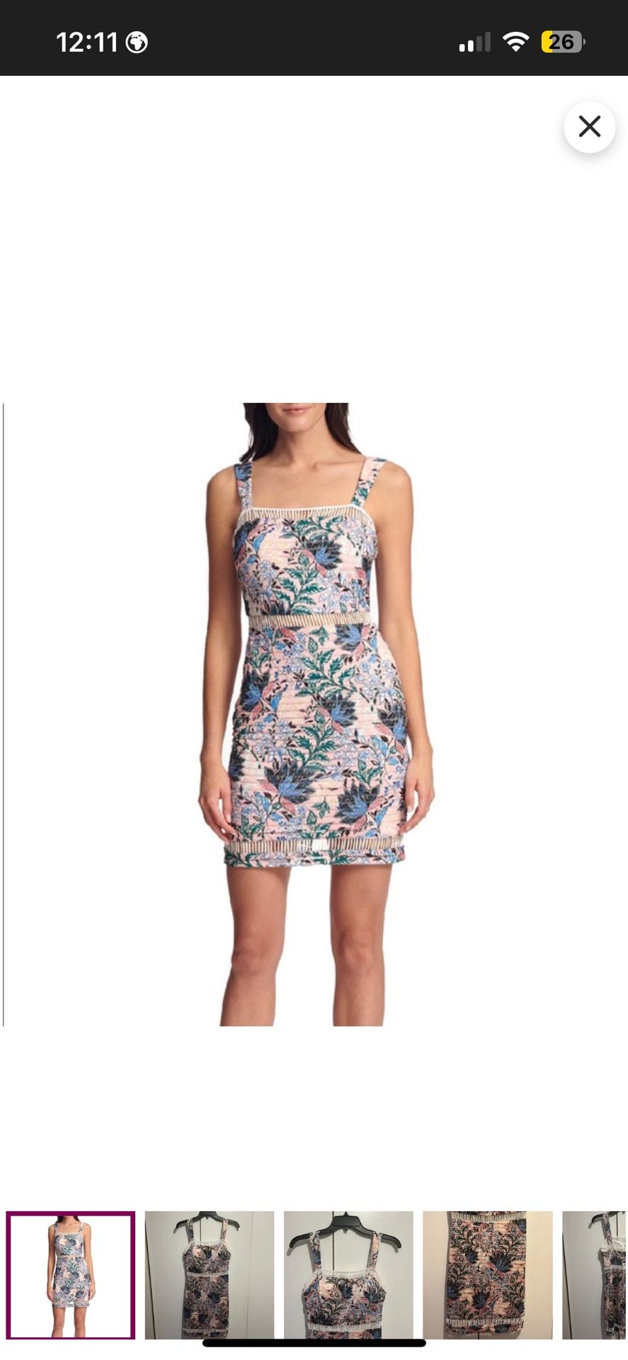 GUESS Womens Floral Shadow Bodycon Dress Color Blush Size 0