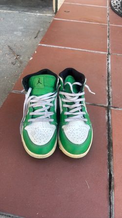 Air Jordan 1 Mid Green White Sneakers