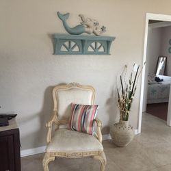 Queen Anne White Wash Side /Accent Chairs Set Of 2
